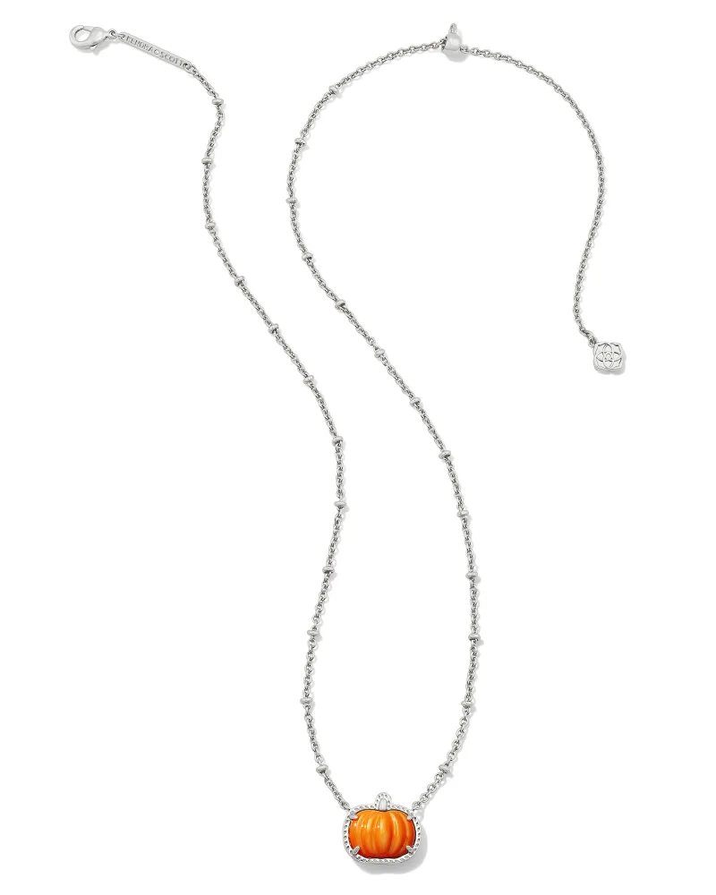 Alternative view of KENDRA SCOTT PUMPKIN SHORT PENDANT NECKLACE SILVER ORANGE MOTHER OF PEARL