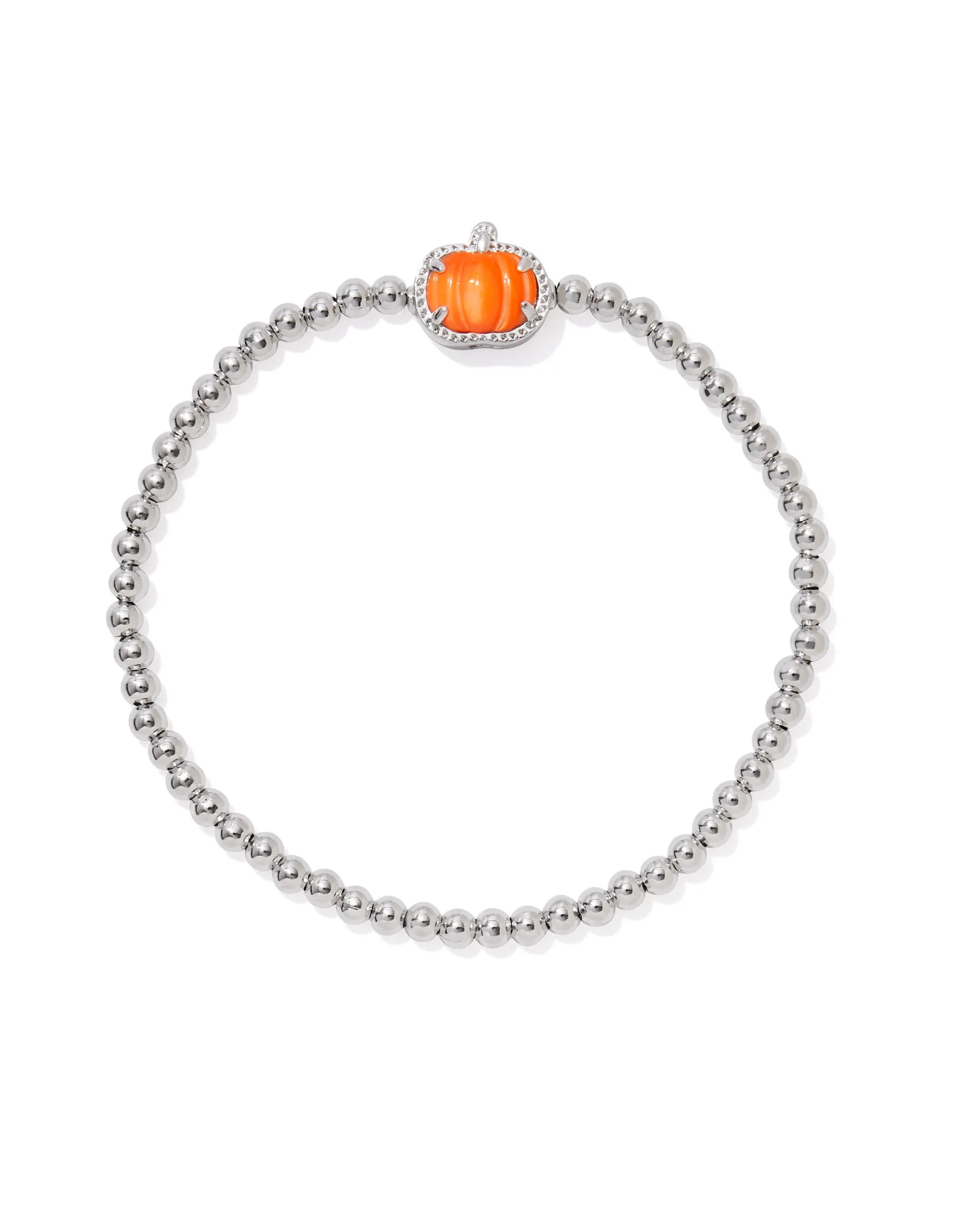 KENDRA SCOTT PUMPKIN STRETCH BRACELET SILVER ORANGE MOTHER OF PEARL
