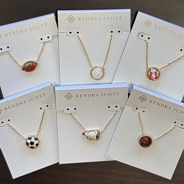 kendra scott sports collection gold and silver necklaces football basketball cheer soccer baseball volleyball