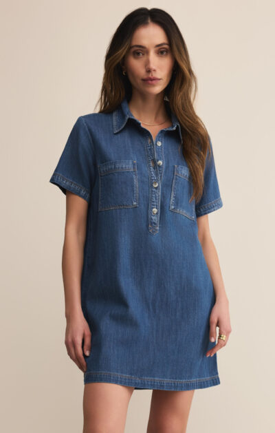 ZSUPPLY AUTHENTIC DENIM MINI DRESS - MEDIUM INDIGO