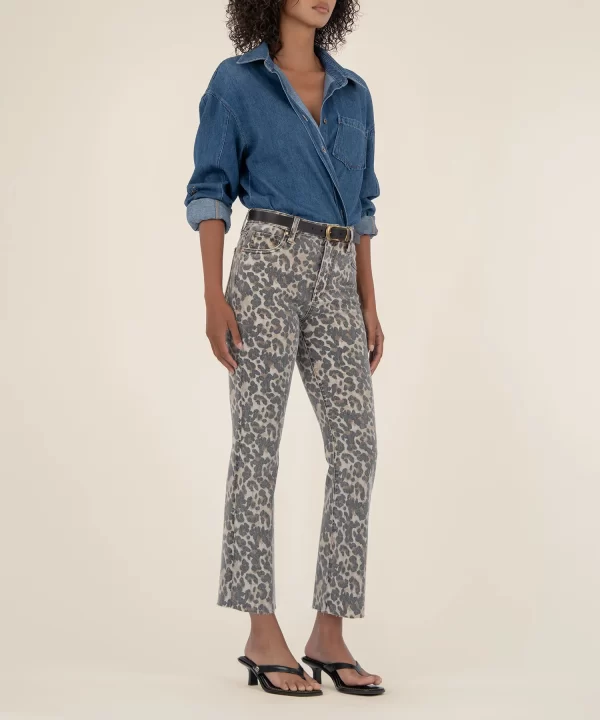 KELSEY HIGH RISE ANKLE FLARE CHEETHA- KUT FROM THE KLOTH
