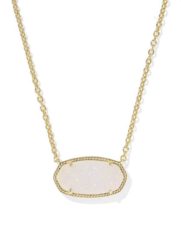 Kendra Scott Elisa Gold Statement Short Pendant Necklace – Iridescent Drusy