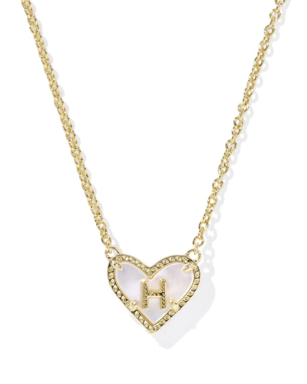 Kendra Scott Ari Heart Letter H Gold Short Pendant Necklace