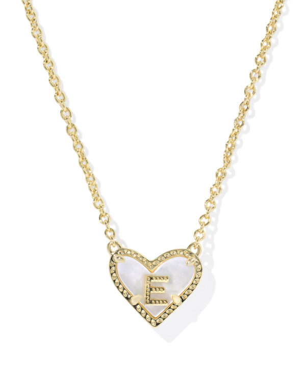 Kendra Scott Ari Heart Letter E Gold Short Pendant Necklace
