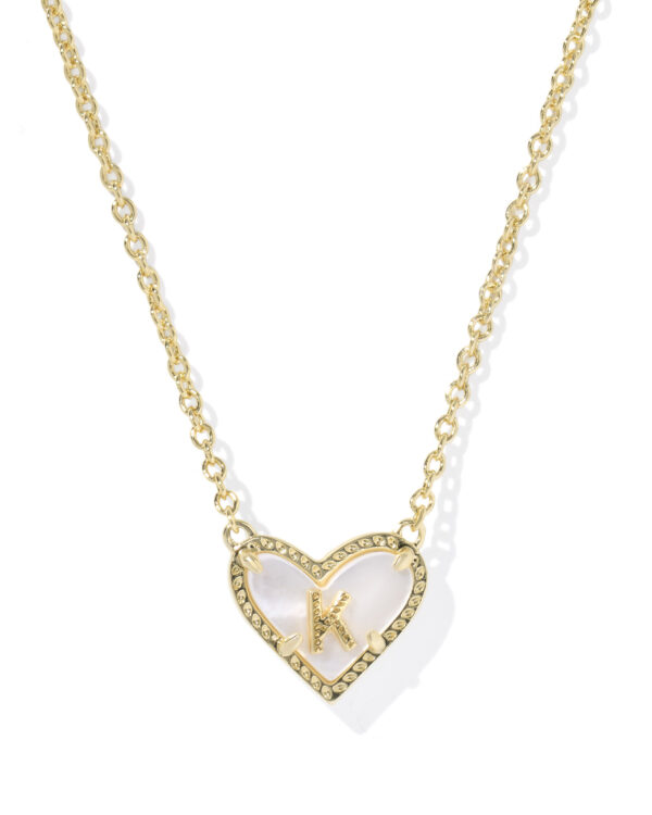 Kendra Scott Ari Heart Letter K Gold Short Pendant Necklace