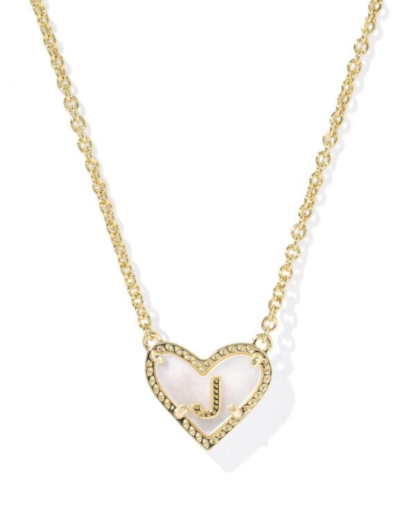 Kendra Scott Ari Heart Letter J Gold Short Pendant Necklace