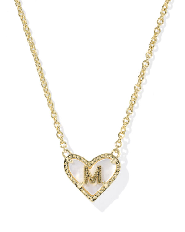 Kendra Scott Ari Heart Letter M Gold Short Pendant Necklace