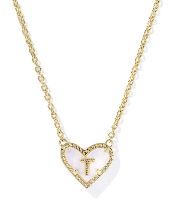 Kendra Scott Ari Heart Letter T Gold Short Pendant Necklace