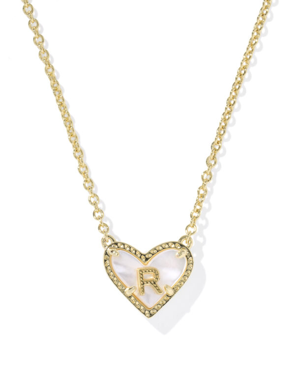 Kendra Scott Ari Heart Letter R Gold Short Pendant Necklace