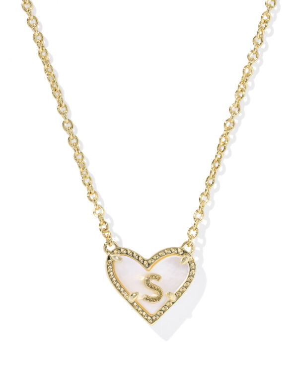 Kendra Scott Ari Heart Letter S Gold Short Pendant Necklace