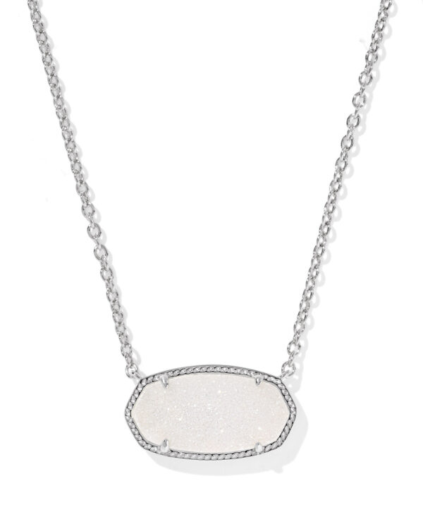 Kendra Scott Elisa Silver Statement Short Pendant Necklace -  Iridescent Drusy