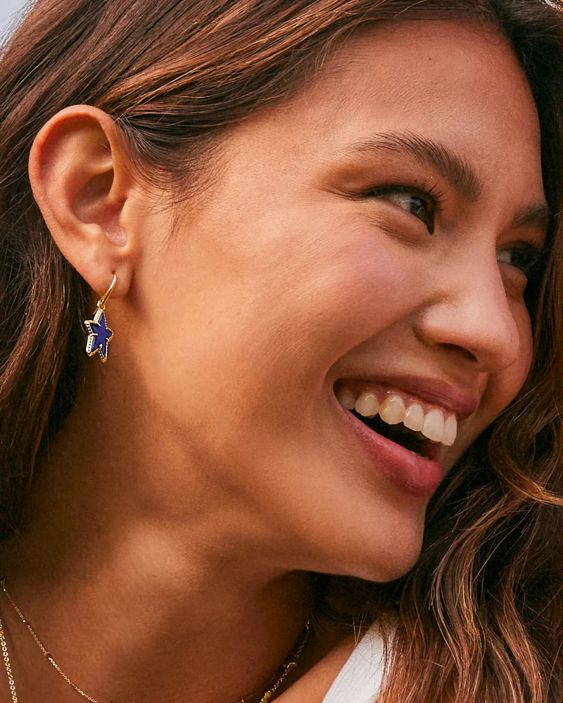 Alternative view of KENDRA SCOTT ADA GOLD STAR SMALL DROP EARRINGS IN COBALT BLUE ILLUSION
