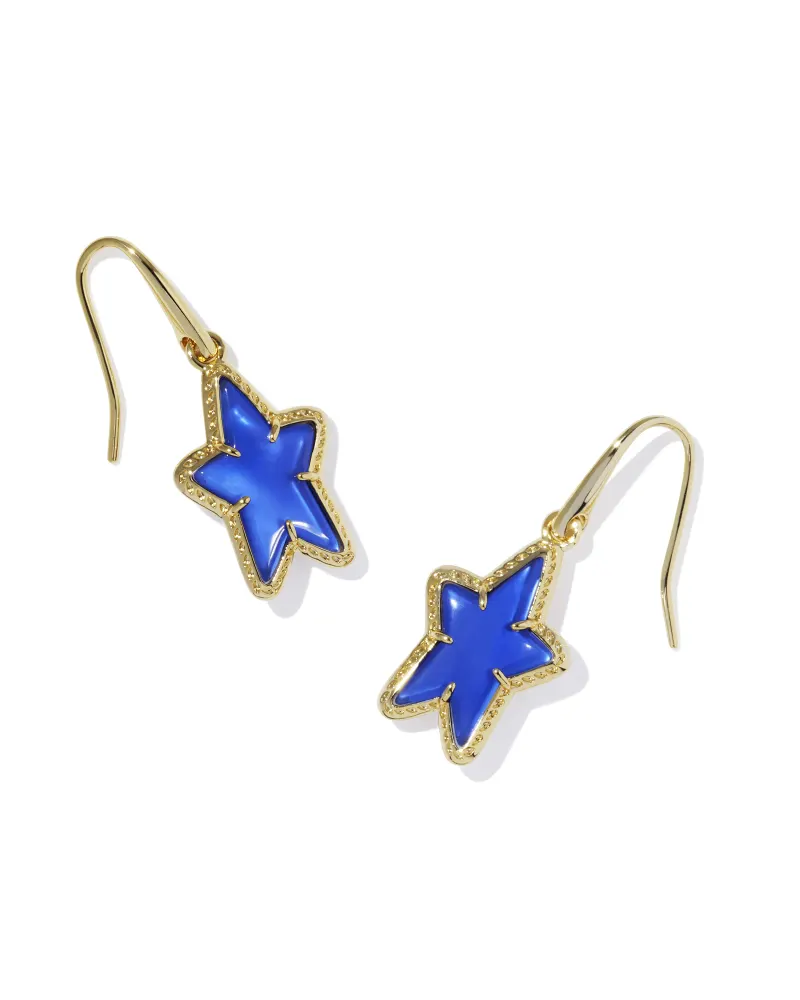 KENDRA SCOTT ADA GOLD STAR SMALL DROP EARRINGS IN COBALT BLUE ILLUSION