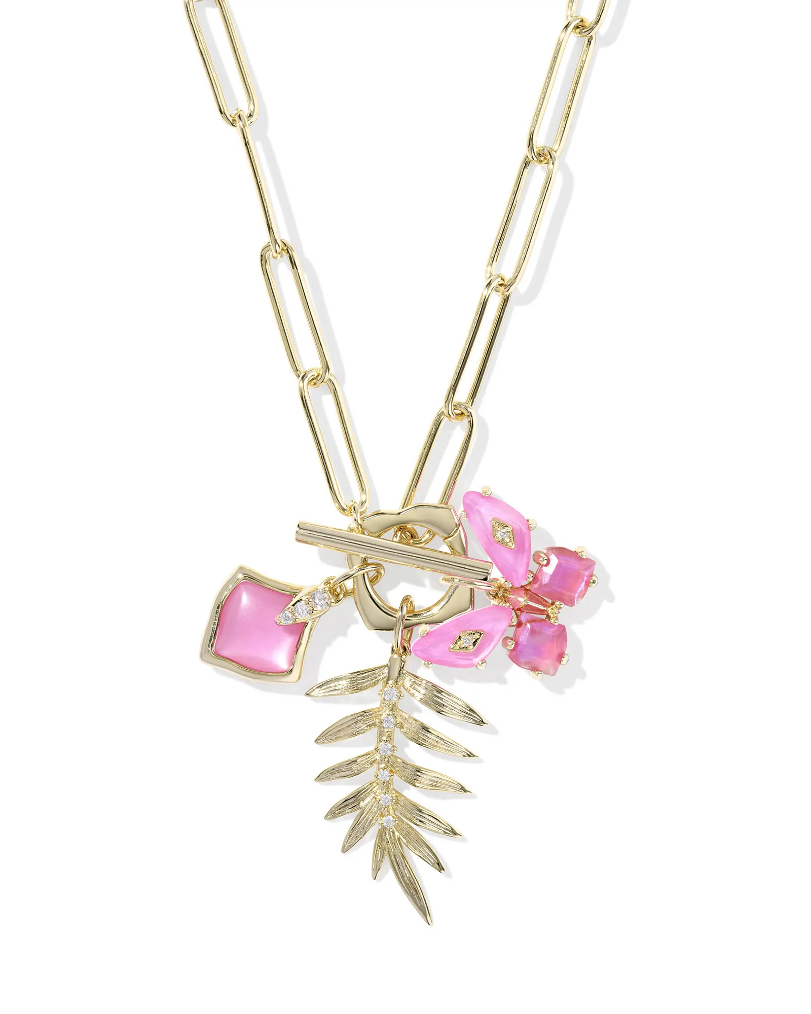 KENDRA SCOTT BIANCA BUTTERFLY GOLD CHARM NECKLACE- PINK