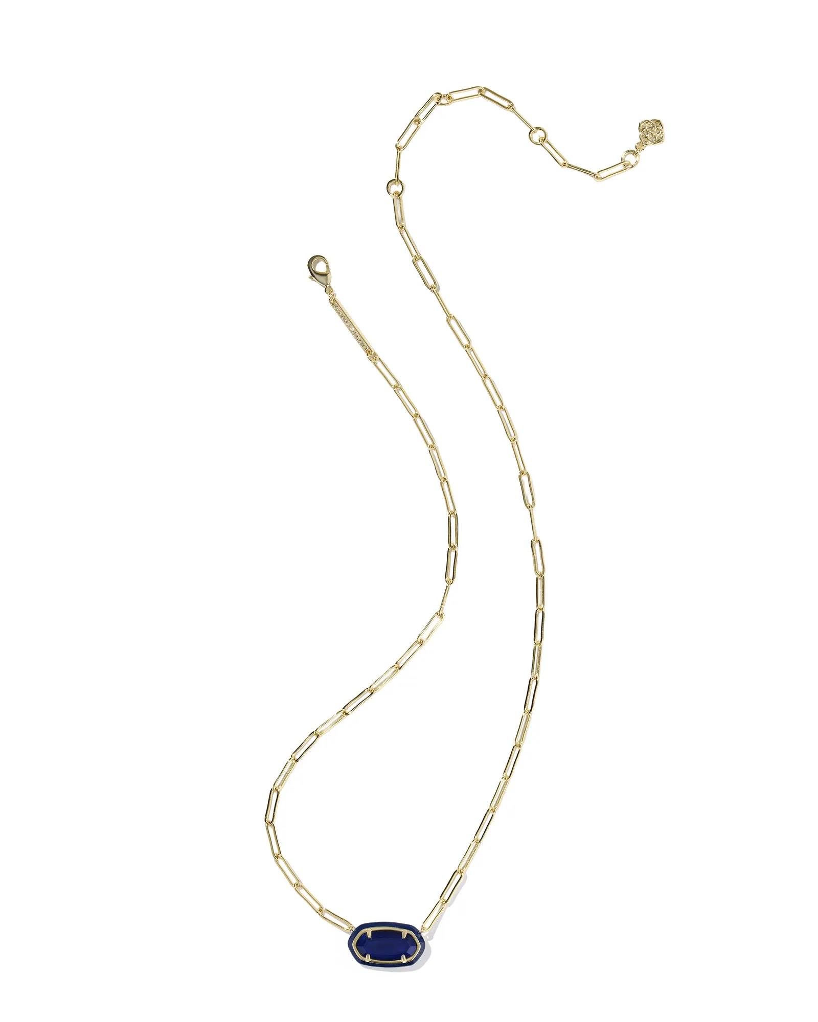 Alternative view of KENDRA SCOTT ELISA ENAMEL FRAME GOLD PAPERCLIP NECKLACE - NAVY