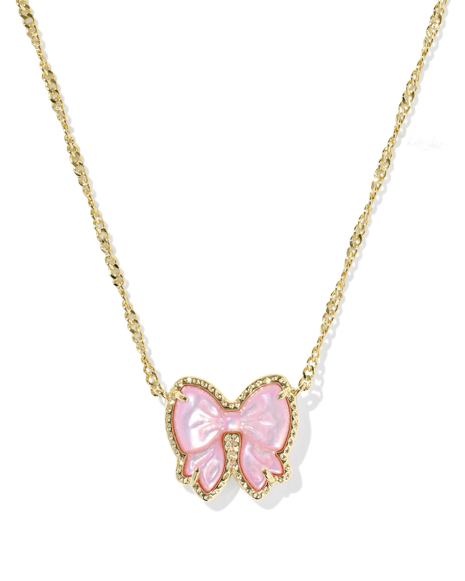 KENDRA SCOTT HALEY BOW REVERSIBLE GOLD PENDANT NECKLACE - BLUSH