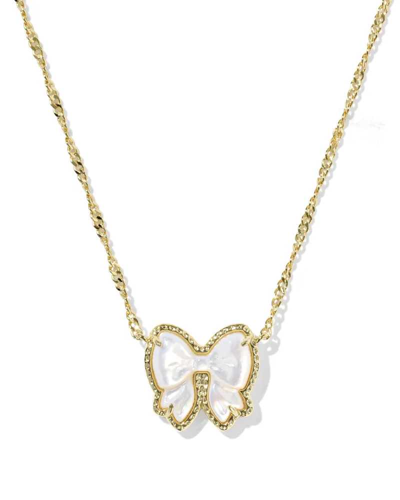 KENDRA SCOTT HALEY BOW REVERSIBLE GOLD PENDANT NECKLACE - IVORY
