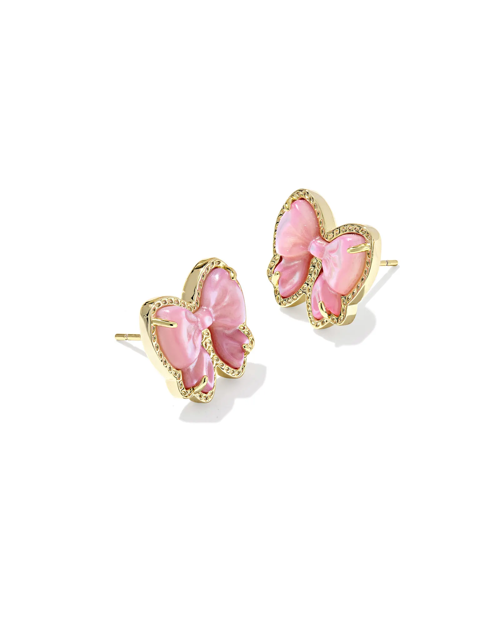 KENDRA SCOTT HALEY BOW GOLD STUD EARRINGS - BLUSH