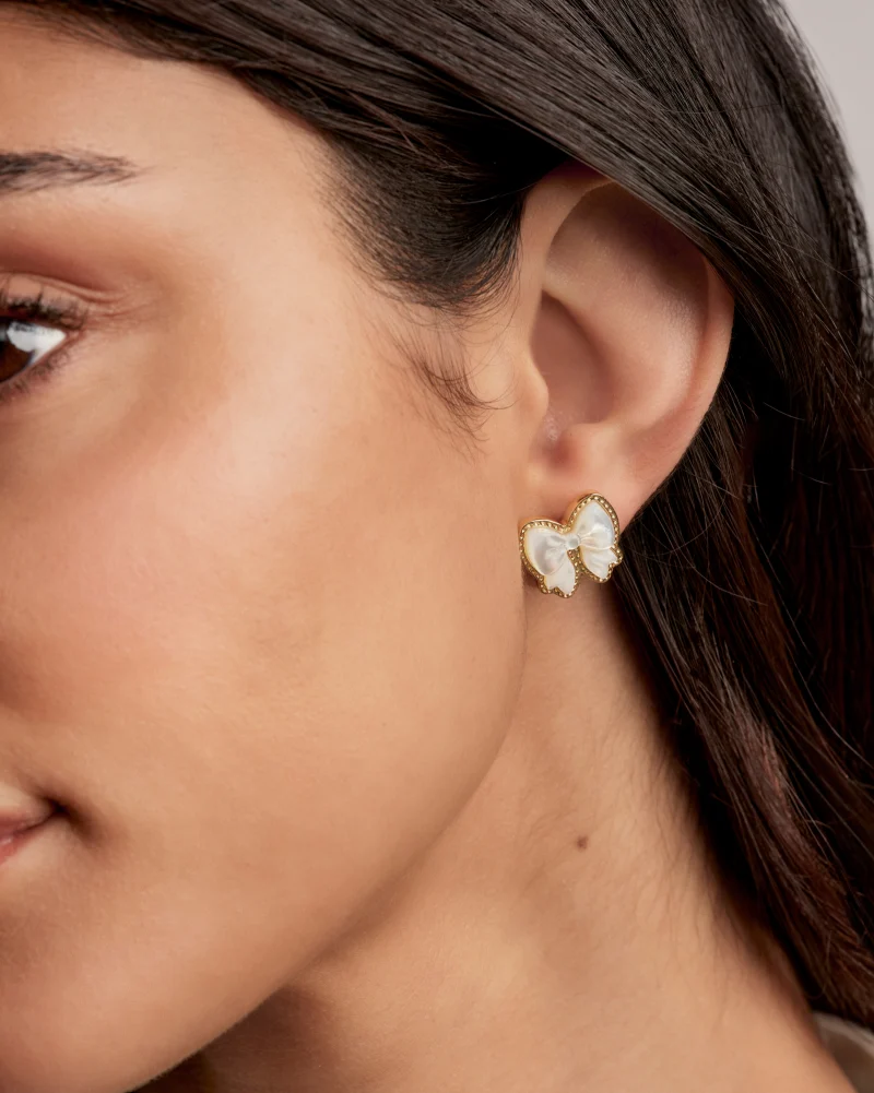 Alternative view of KENDRA SCOTT HALEY BOW GOLD STUD EARRINGS - IVORY