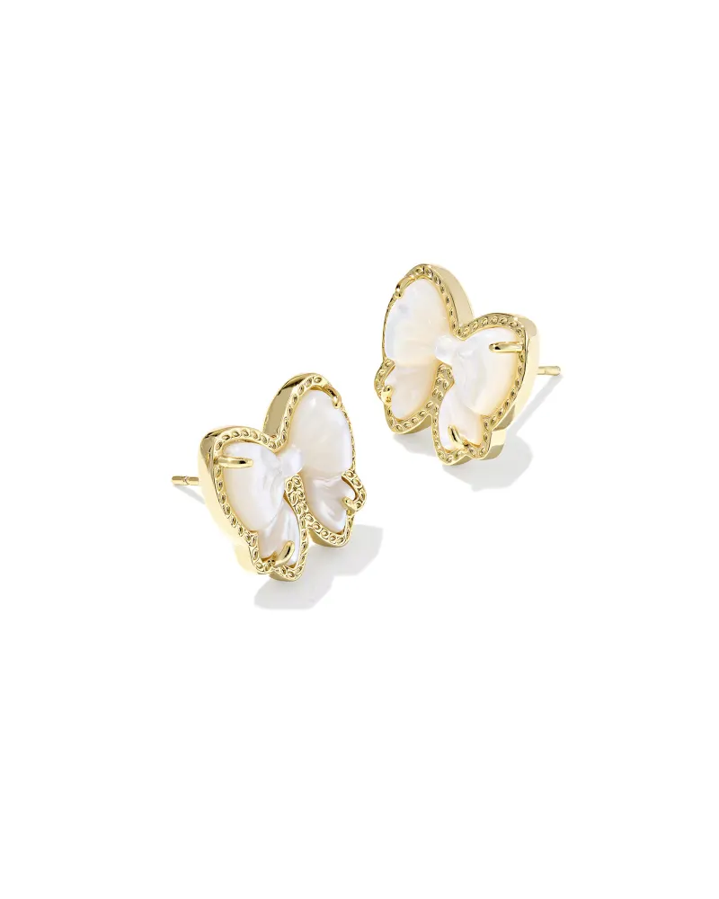 KENDRA SCOTT HALEY BOW GOLD STUD EARRINGS - IVORY