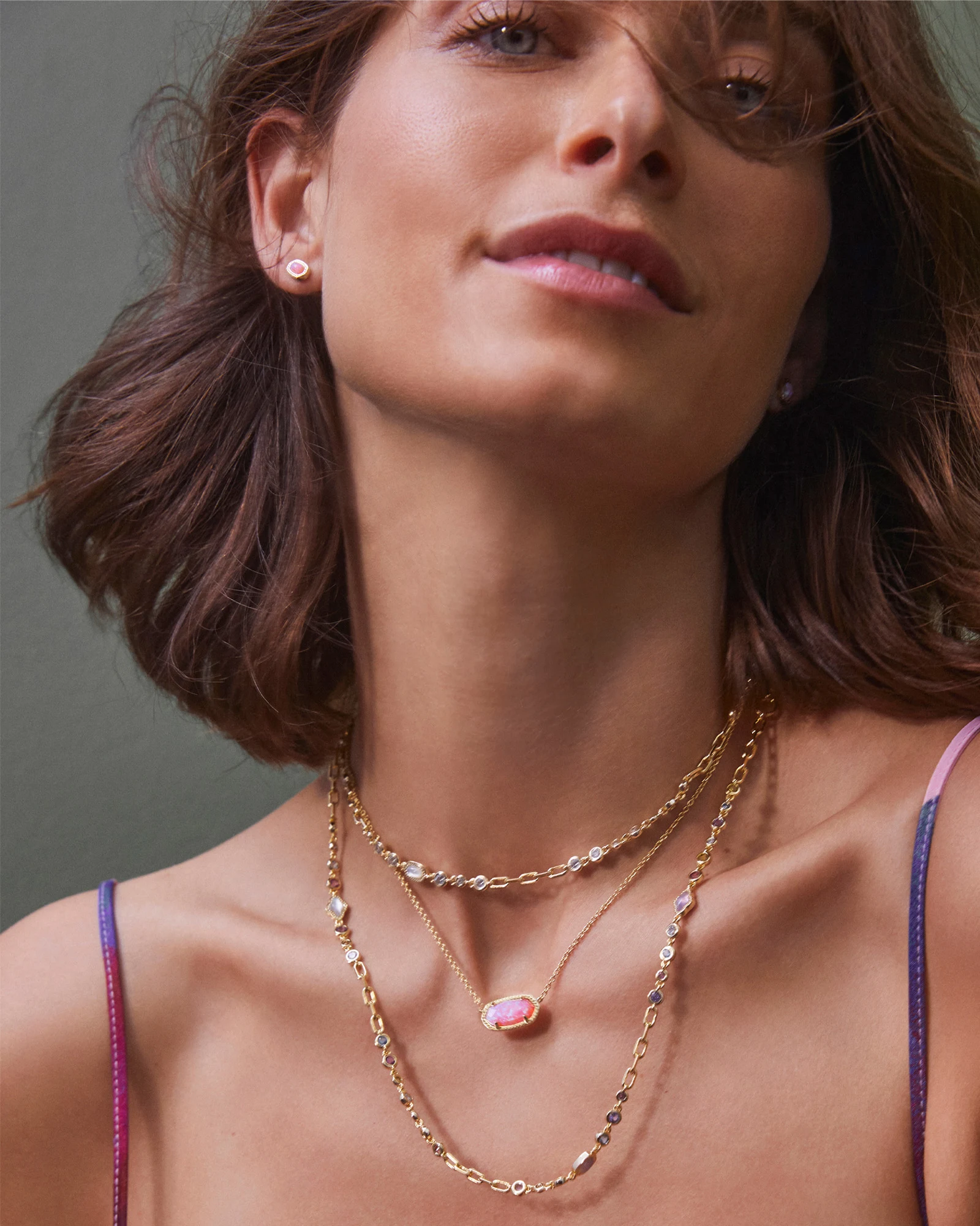 Alternative view of KENDRA SCOTT MINI ELLIE GOLD STUD EARRINGS- CARNATION LAB GROWN OPAL