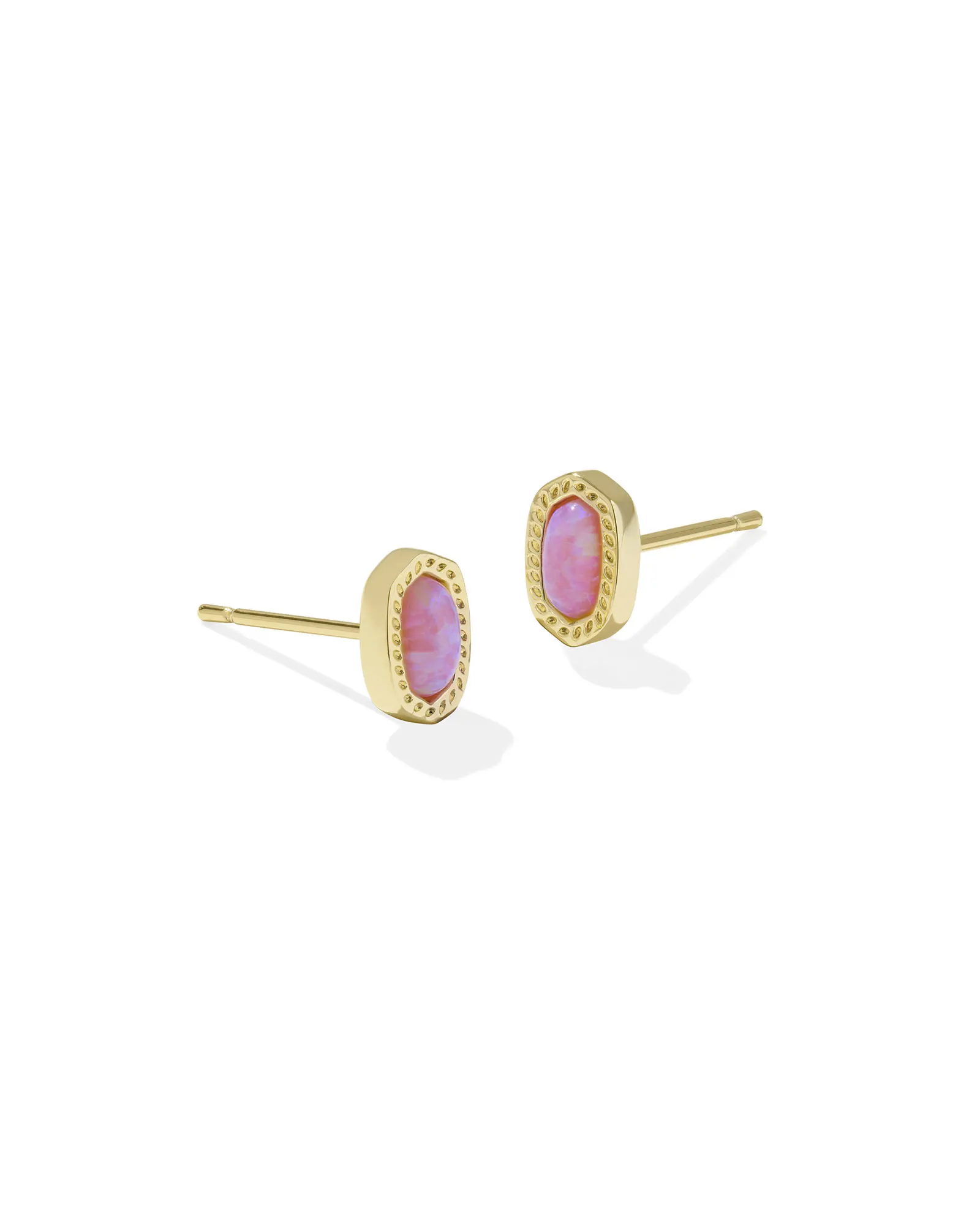 KENDRA SCOTT MINI ELLIE GOLD STUD EARRINGS- CARNATION LAB GROWN OPAL