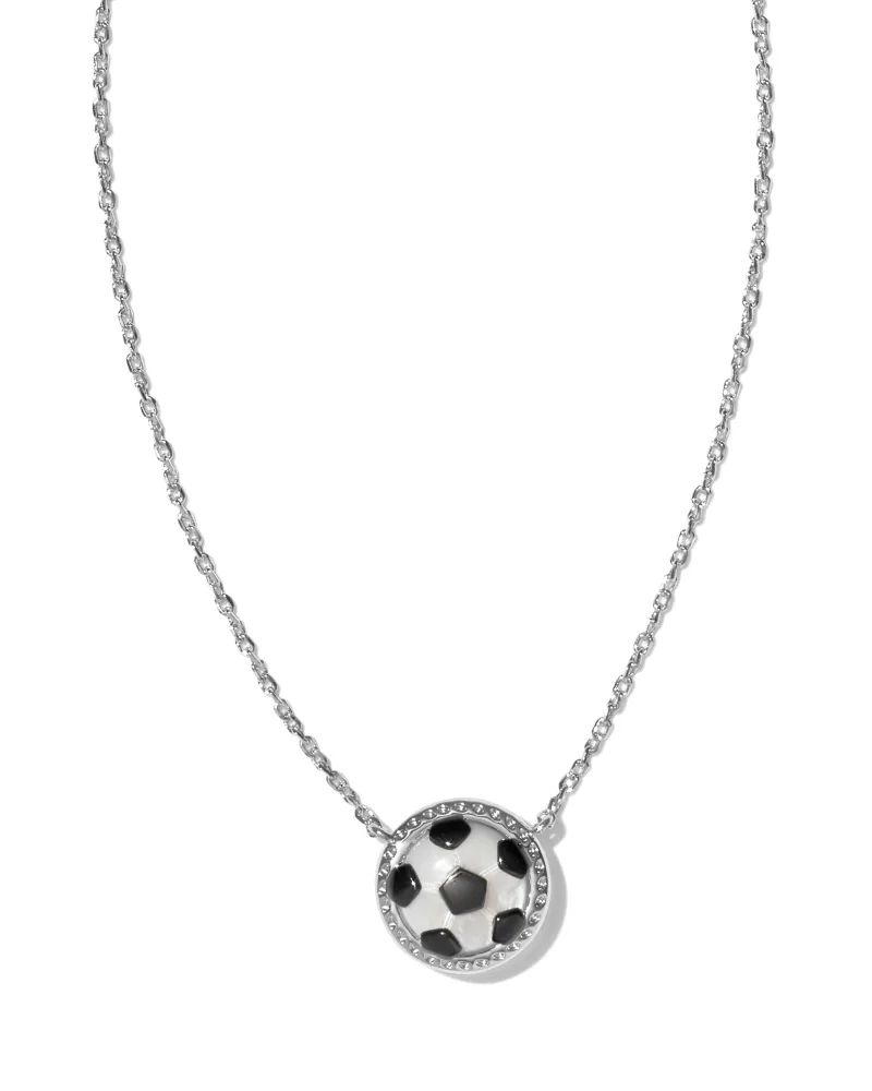 KENDRA SCOTT SOCCER SHORT PENDANT NECKLACE SILVER IVORY MOTHER-OF-PEARL