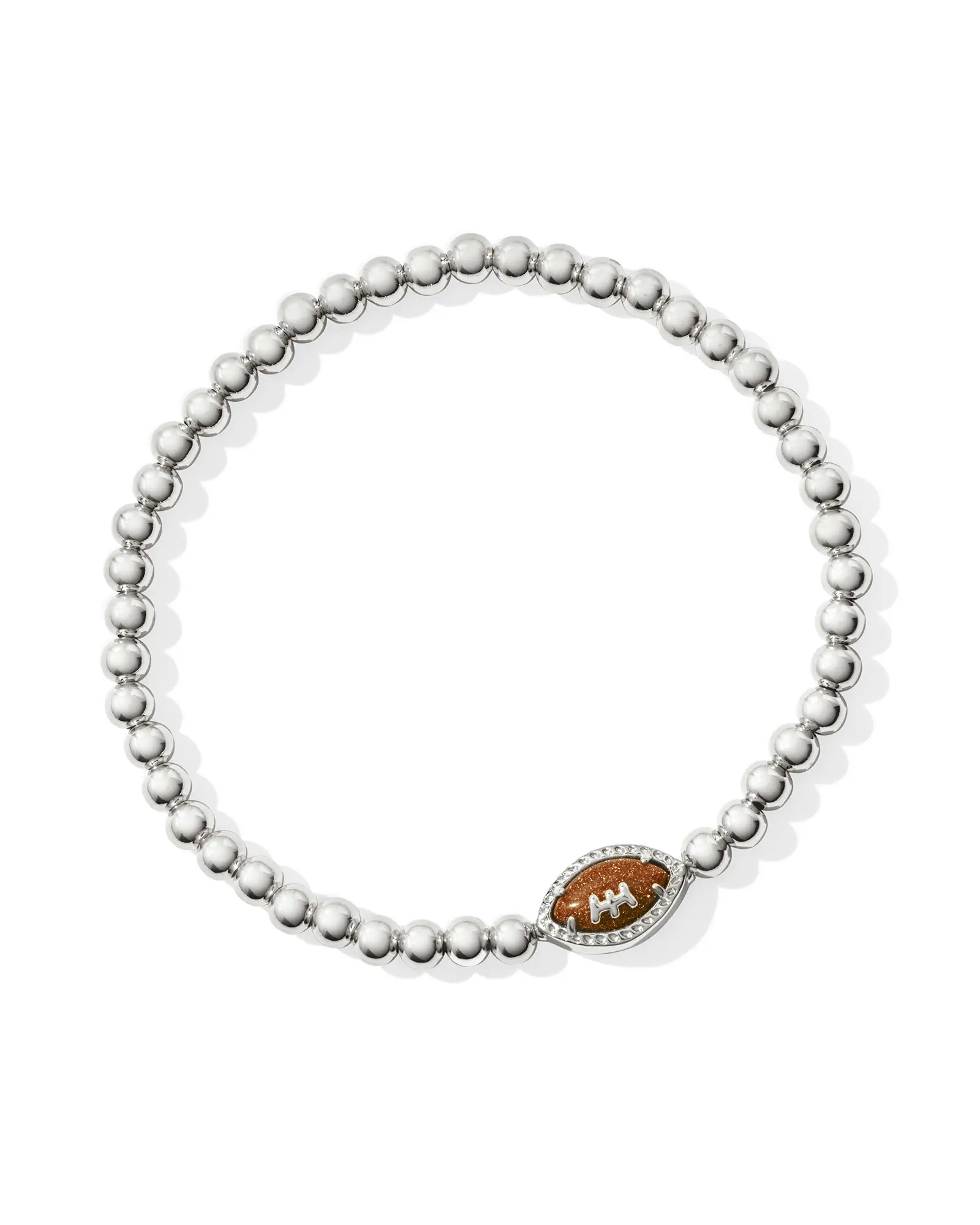 FOOTBALL SILVER STRETCH BRACELET IN ORANGE GOLDSTONE