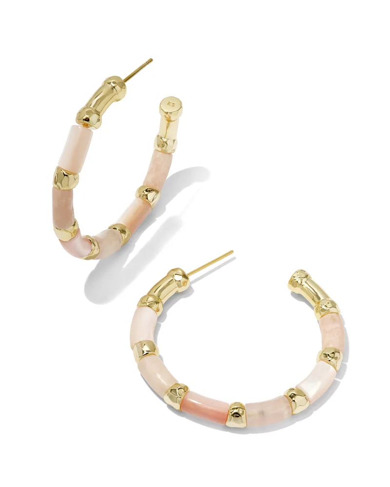 KENDRA SCOTT GIGI GOLD HOOP EARRINGS IN PINK MIX