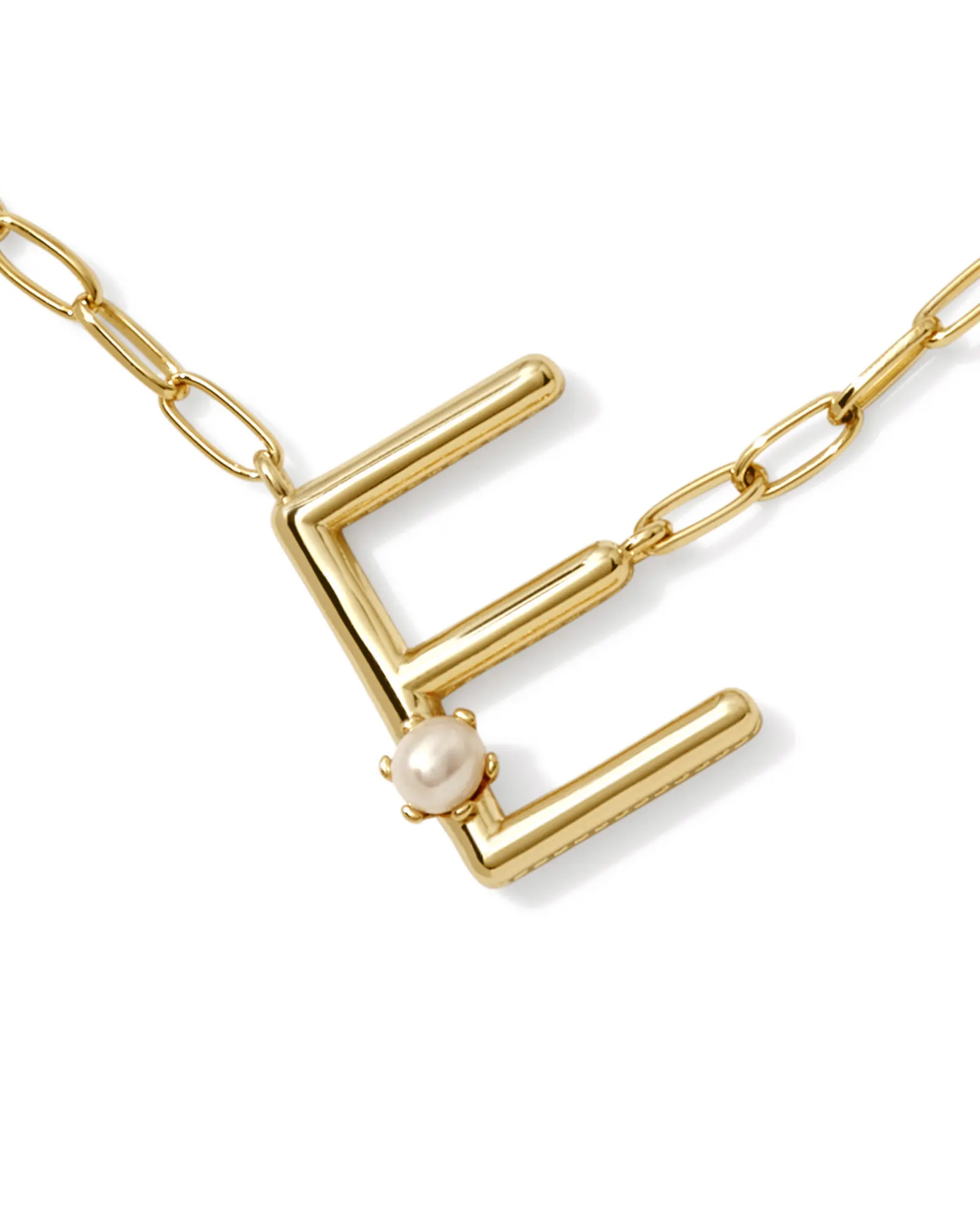 Alternative view of KENDRA SCOTT PEARL GOLD LETTER E SHORT PENDANT NECKLACE