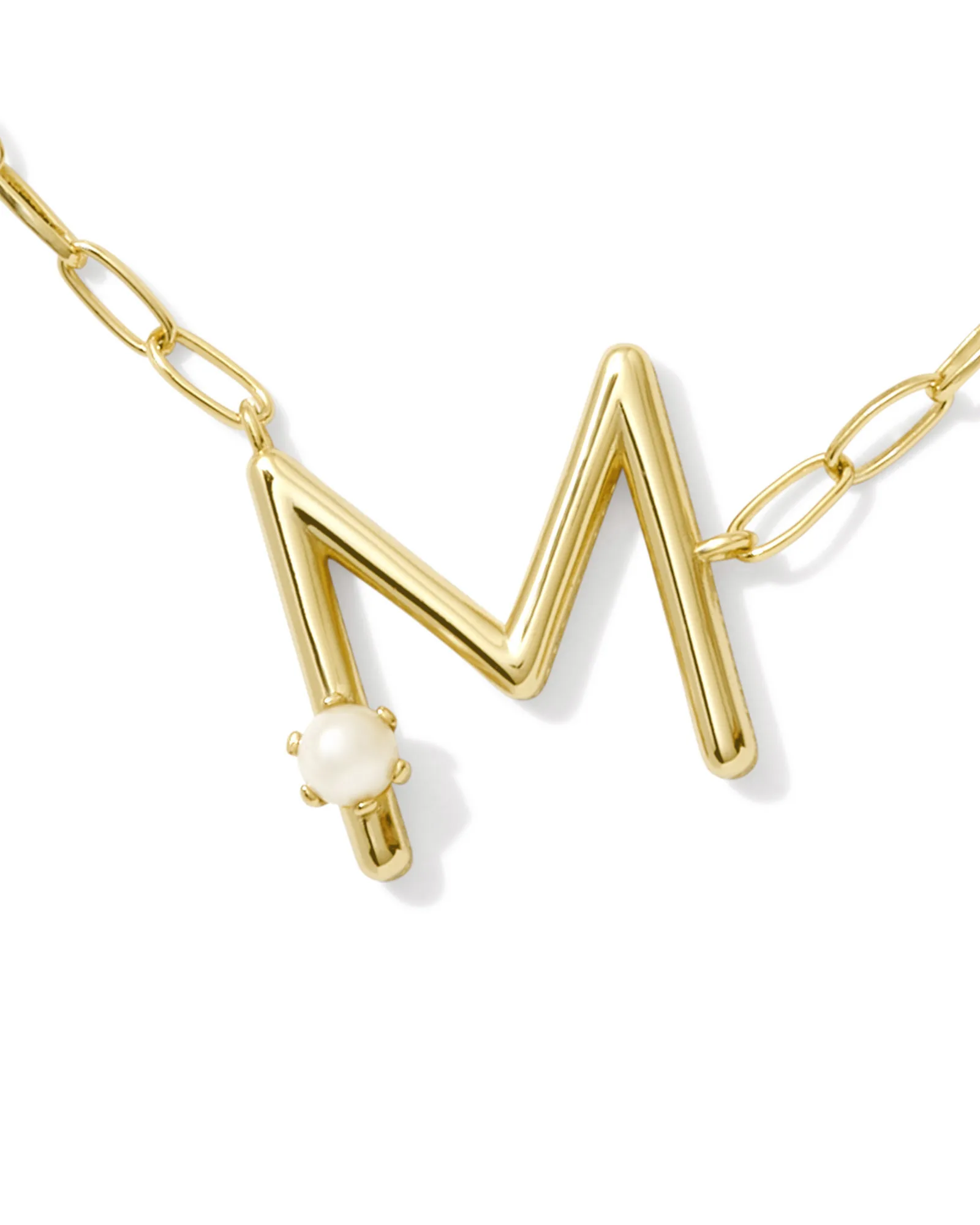 Alternative view of KENDRA SCOTT PEARL GOLD LETTER M SHORT PENDANT NECKLACE