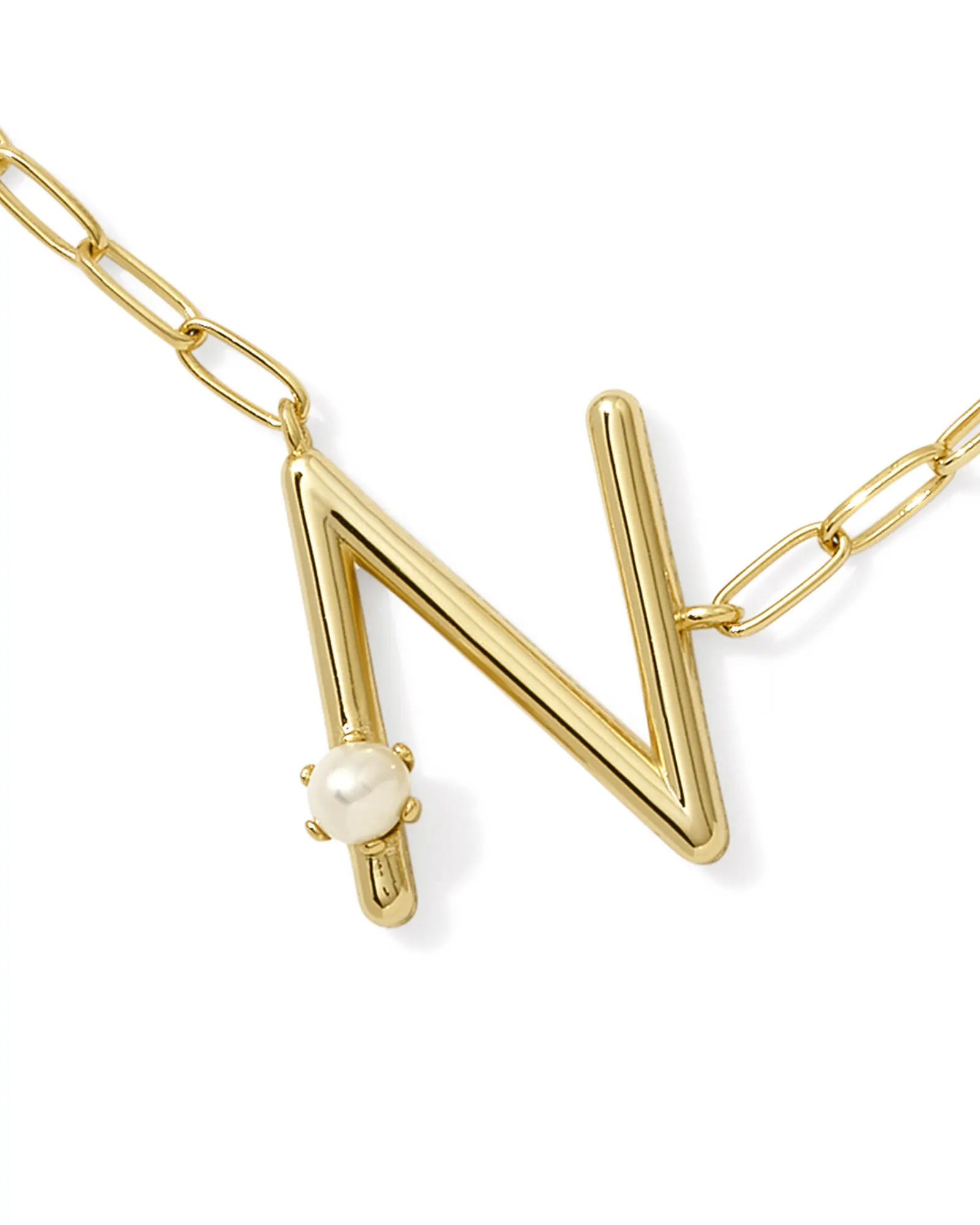 Alternative view of KENDRA SCOTT PEARL GOLD LETTER N SHORT PENDANT NECKLACE