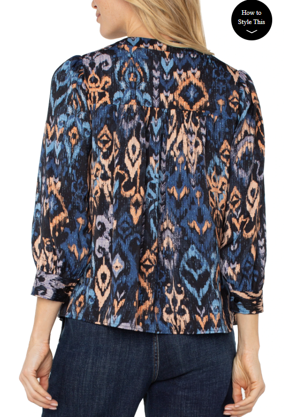 Alternative view of LIVERPOOL 3/4 SLEEVE V-NECK WOVEN BLOUSE