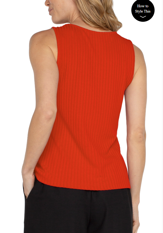Alternative view of LIVERPOOL SLEVELESS BOAT NECK RIB KNIT TOP