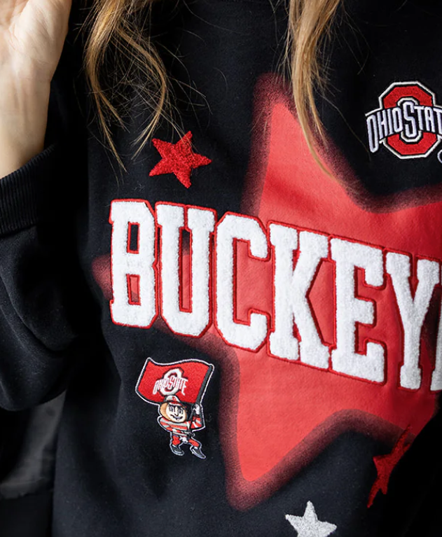 Alternative view of GAMEDAY SOCIAL OHIO STATE AURA MULTIMEDIA FLEECE CREW