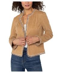LIVERPOOL COLLARLESS JACKET WITH FRAYED EDGES