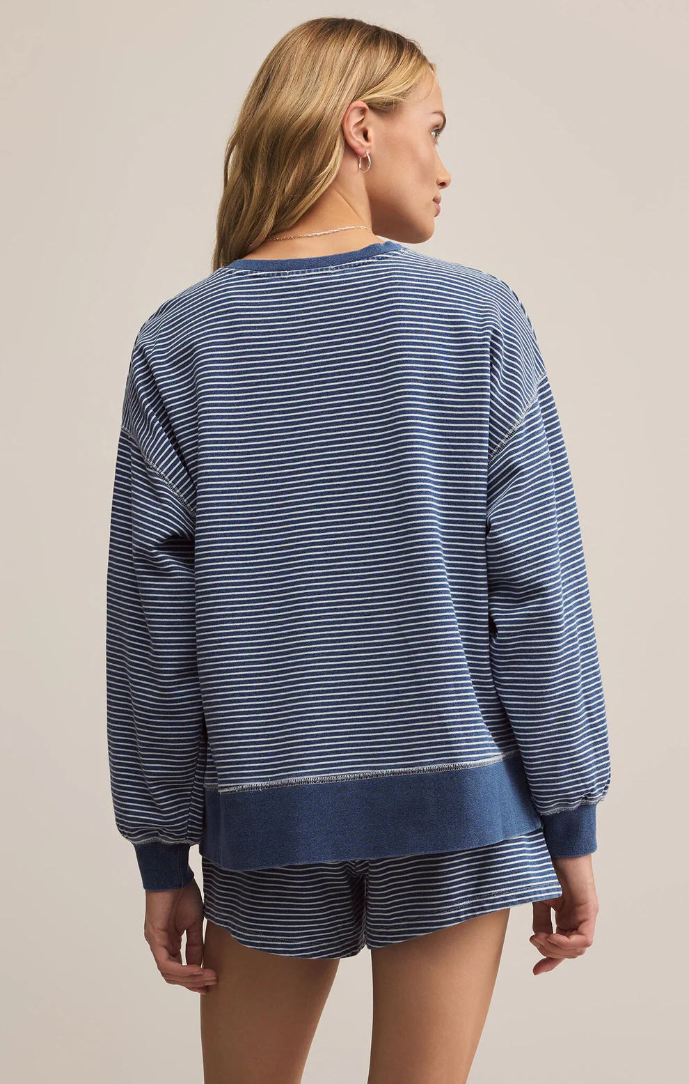 Alternative view of Z SUPPLY - APOLLO STRIPED SWEATSHIRT VINTAGE INDIGO