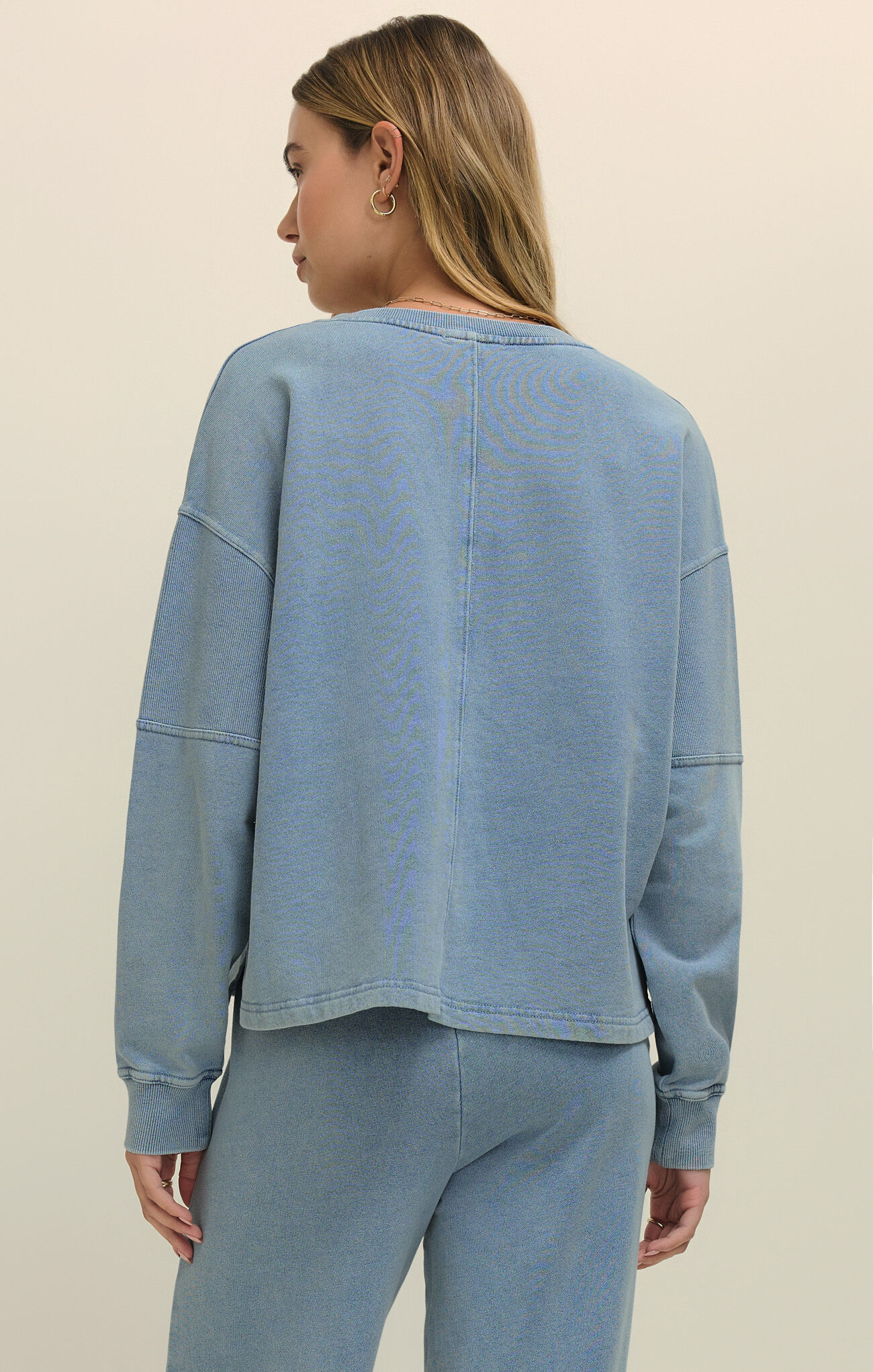 Alternative view of Z SUPPLY - DELPHINE KNIT DENIM SWEATSHIRT OCEAN AIR INDIGO