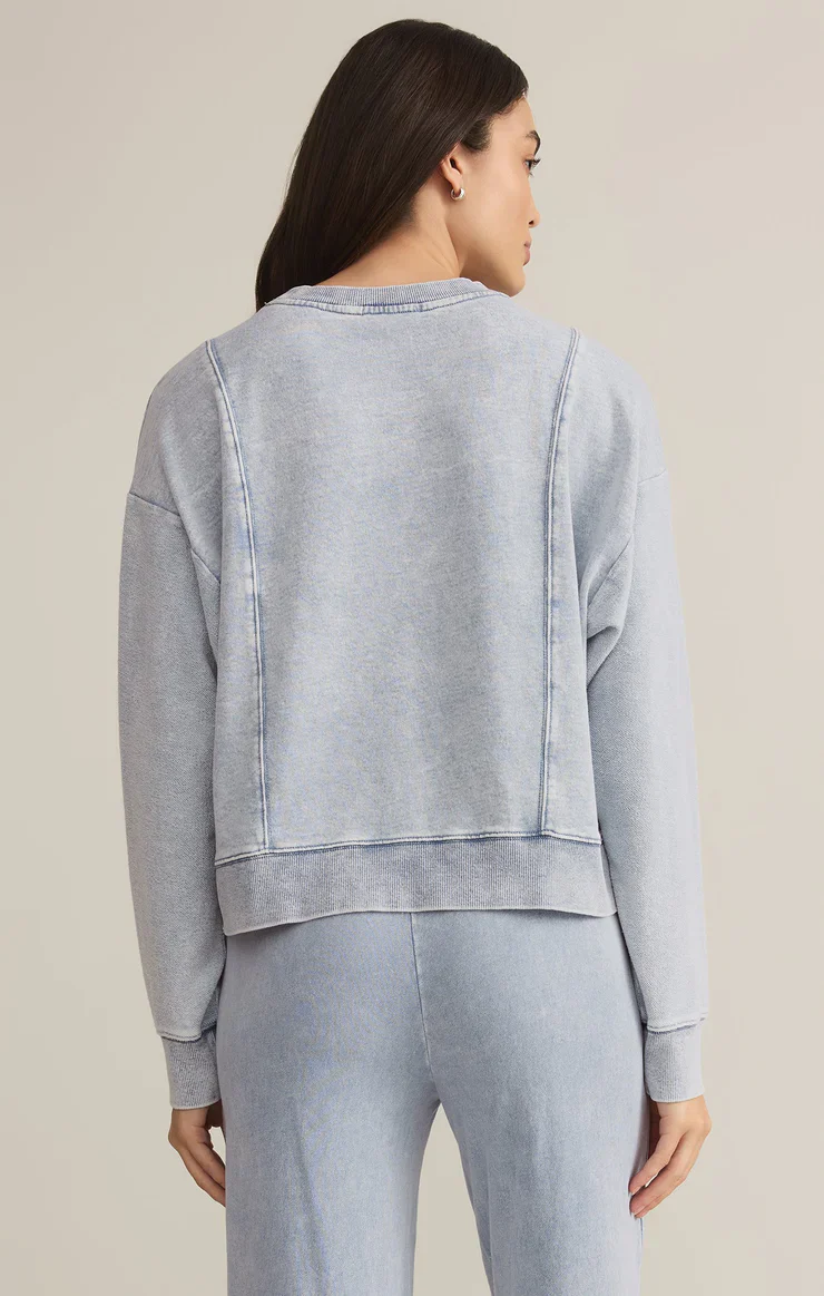 Alternative view of Z SUPPLY - LAX KNIT DENIM SWEATSHIRT WASHED INDIGO
