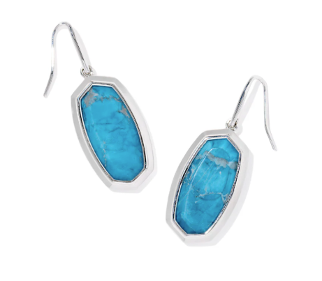 KENDRA SCOTT DANI BEZEL DROP EARRINGS SILVER VARIEGATED INDIGO MAGNESITE