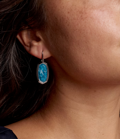 Alternative view of KENDRA SCOTT DANI BEZEL DROP EARRINGS SILVER VARIEGATED INDIGO MAGNESITE