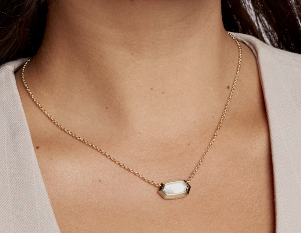Alternative view of KENDRA SCOTT ELISA BEZEL SHORT PENDANT NECKLACE GOLD IVORY MOTHER OF PEARL
