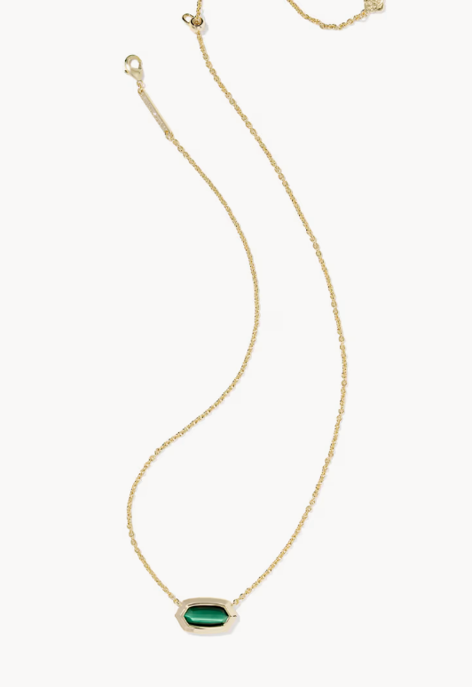 Alternative view of KENDRA SCOTT ELISA BEZEL SHORT PENDANT NECKLACE GOLD GREEN TIGERS EYE