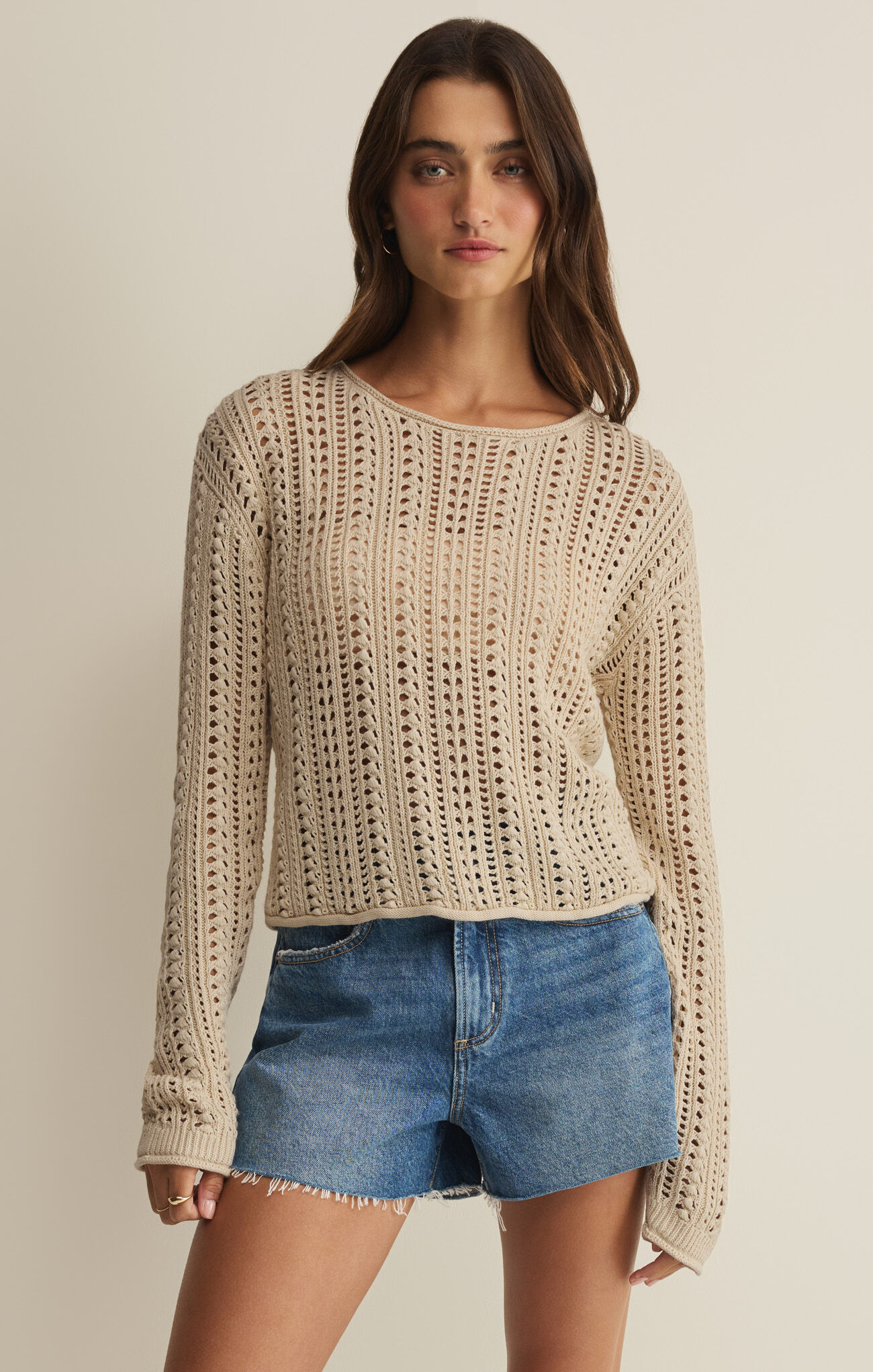 Z SUPPLY - UPLAND CROCHET SWEATER - ISLAND COCONUT