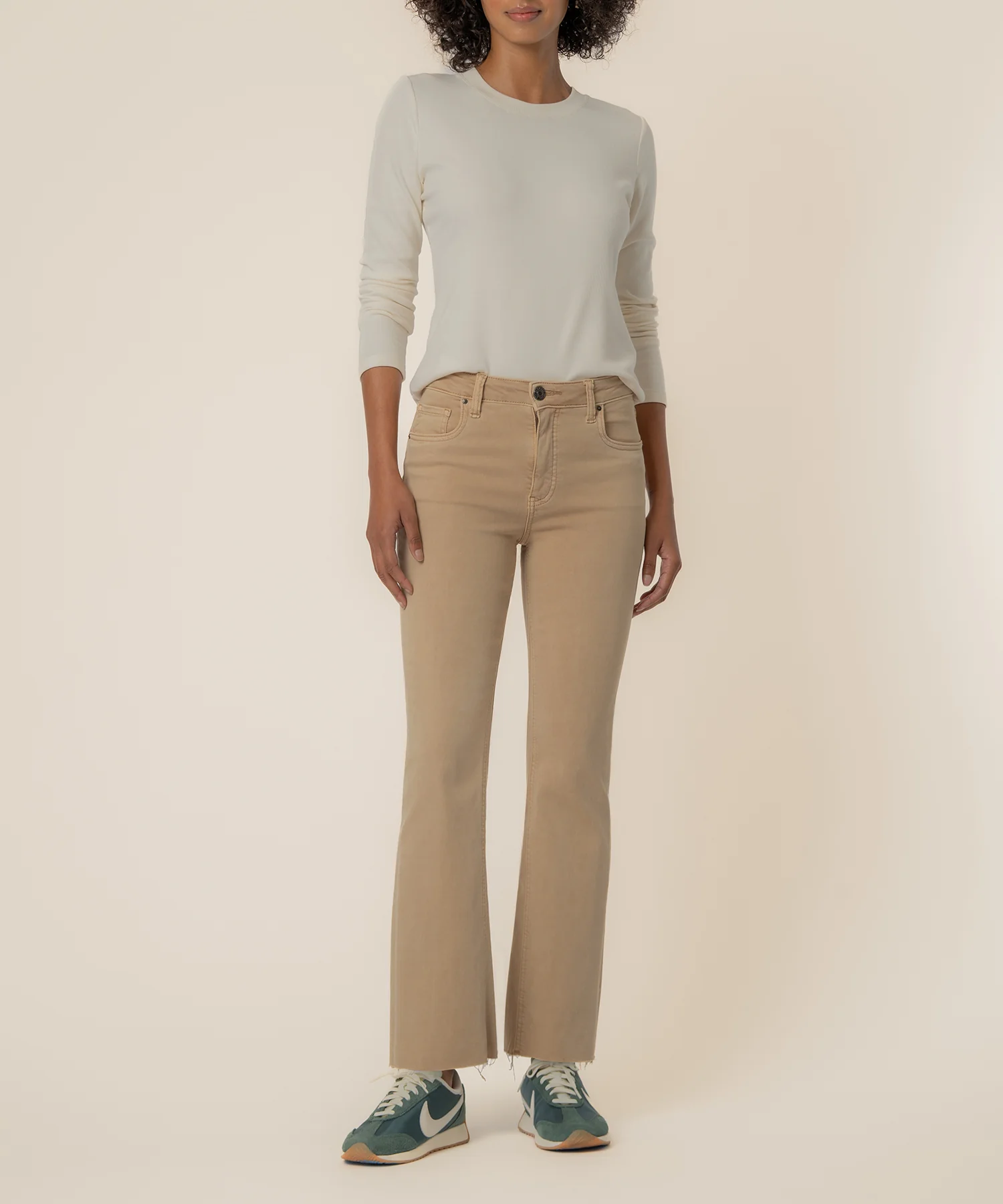 KUT FROM THE CLOTH - KELSEY HIGH RISE ANKLE FLARE BISCOTTI