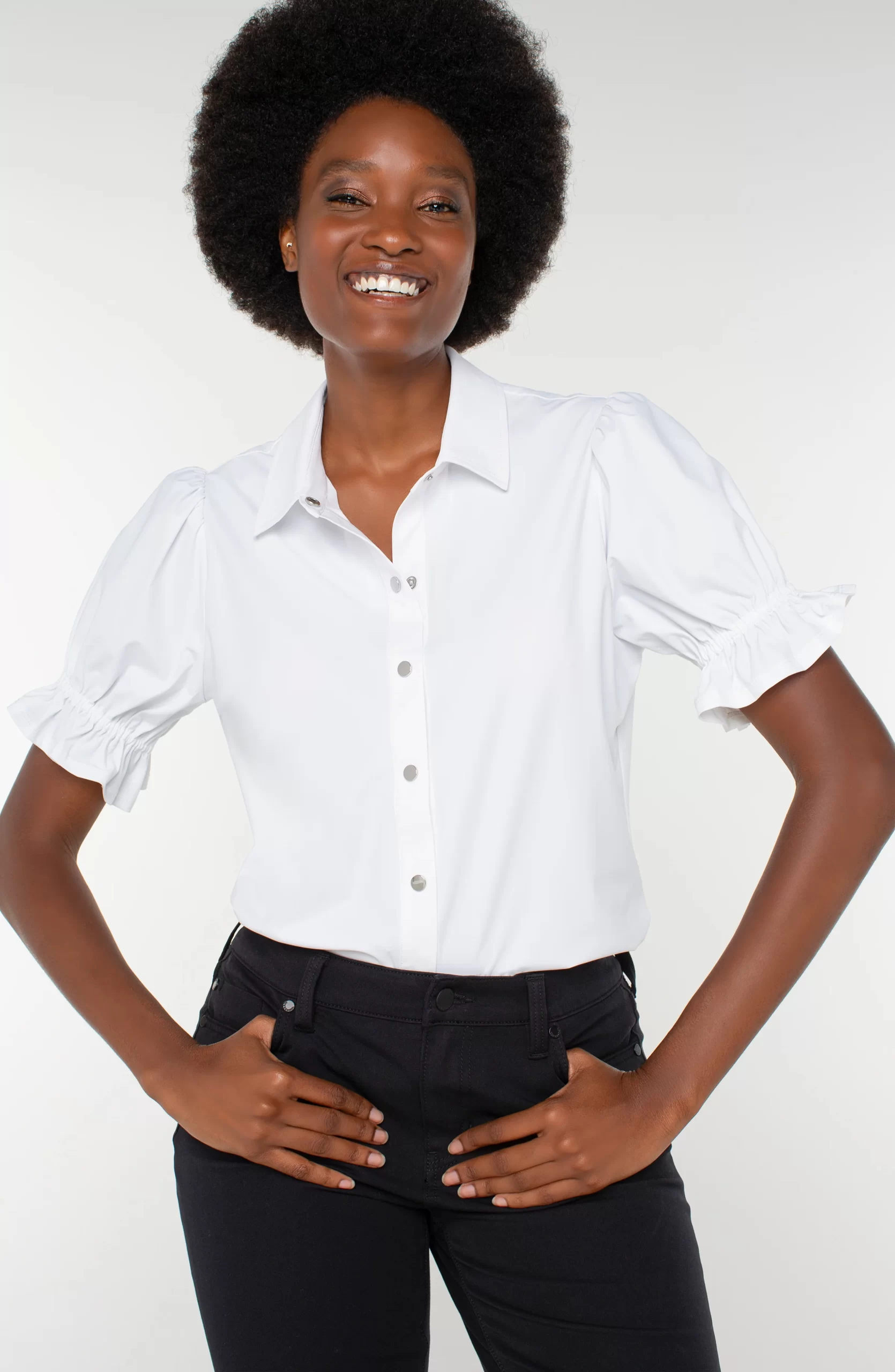 Alternative view of LIVERPOOL - SNAP FRONT KNIT SHIRT WHITE