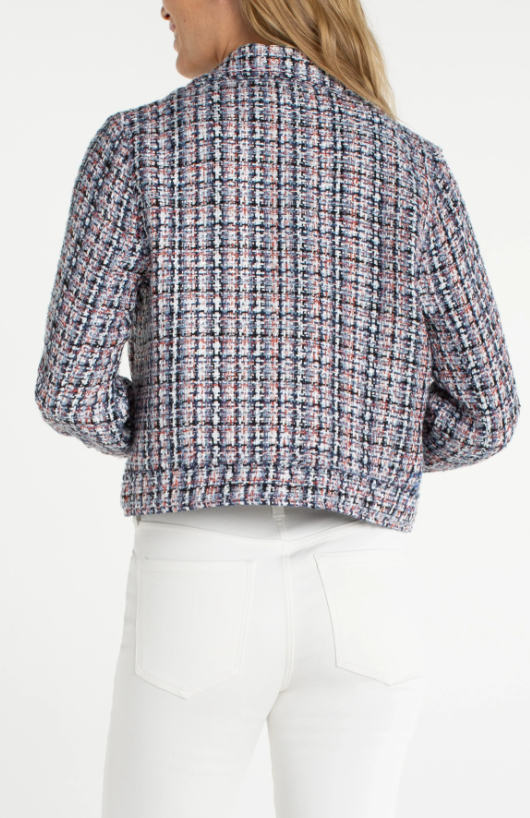 Alternative view of LIVERPOOL - BUTTON FRONT JACKET NAVY MULTI PLAID