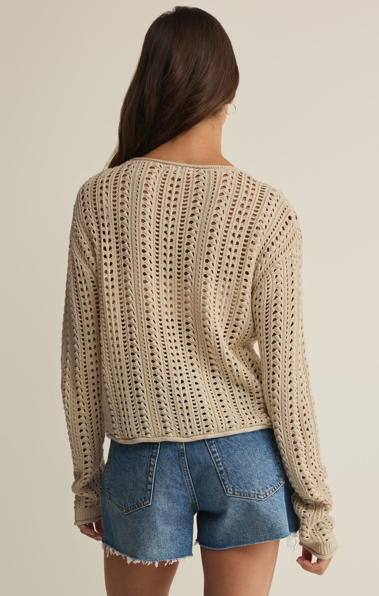 Alternative view of Z SUPPLY - UPLAND CROCHET SWEATER - ISLAND COCONUT