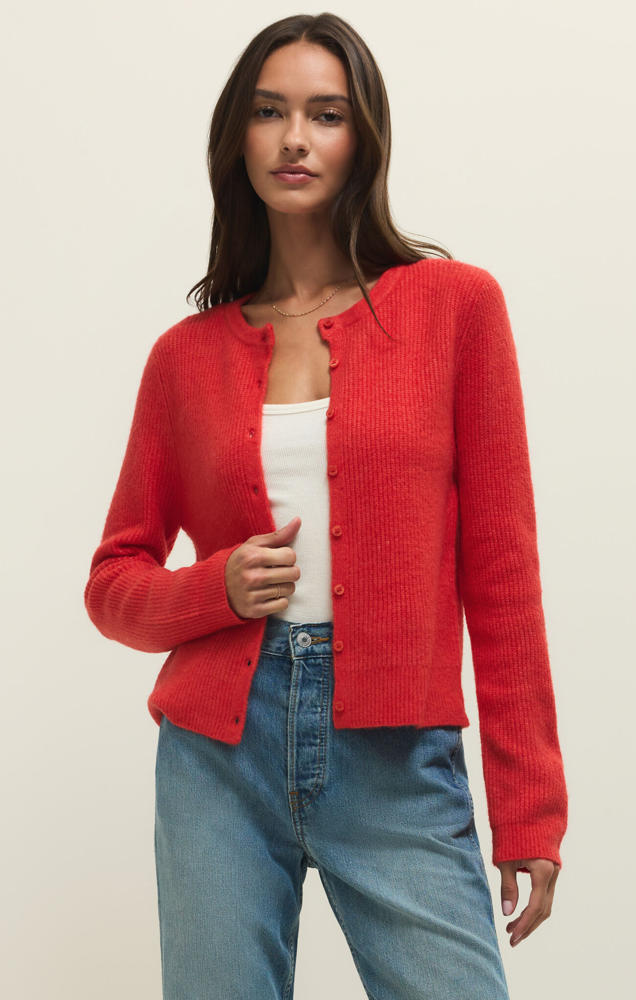 Z SUPPLY - MEDINA RIB CARDIGAN - LOTUS RED