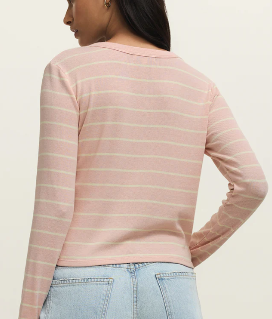 Z SUPPLY FERRIS HENLEY STRIPED TOP WASHED PINK - Image 2